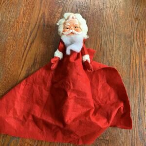 Vtg Pin Together Santa Claus Felt Tree Topper - Red - Collectible Holiday Decor